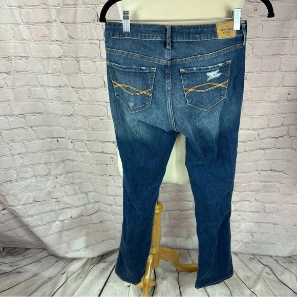abercrombie & fitch skinny boot distressed jeans size 2 regular 26/33 boho - Picture 4 of 10